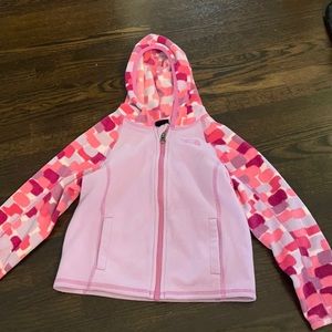 Girls North Face Fleece sweater jacket with hood